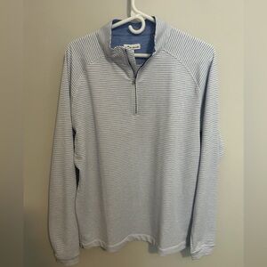 Peter Millar Blue and White Striped Pullover